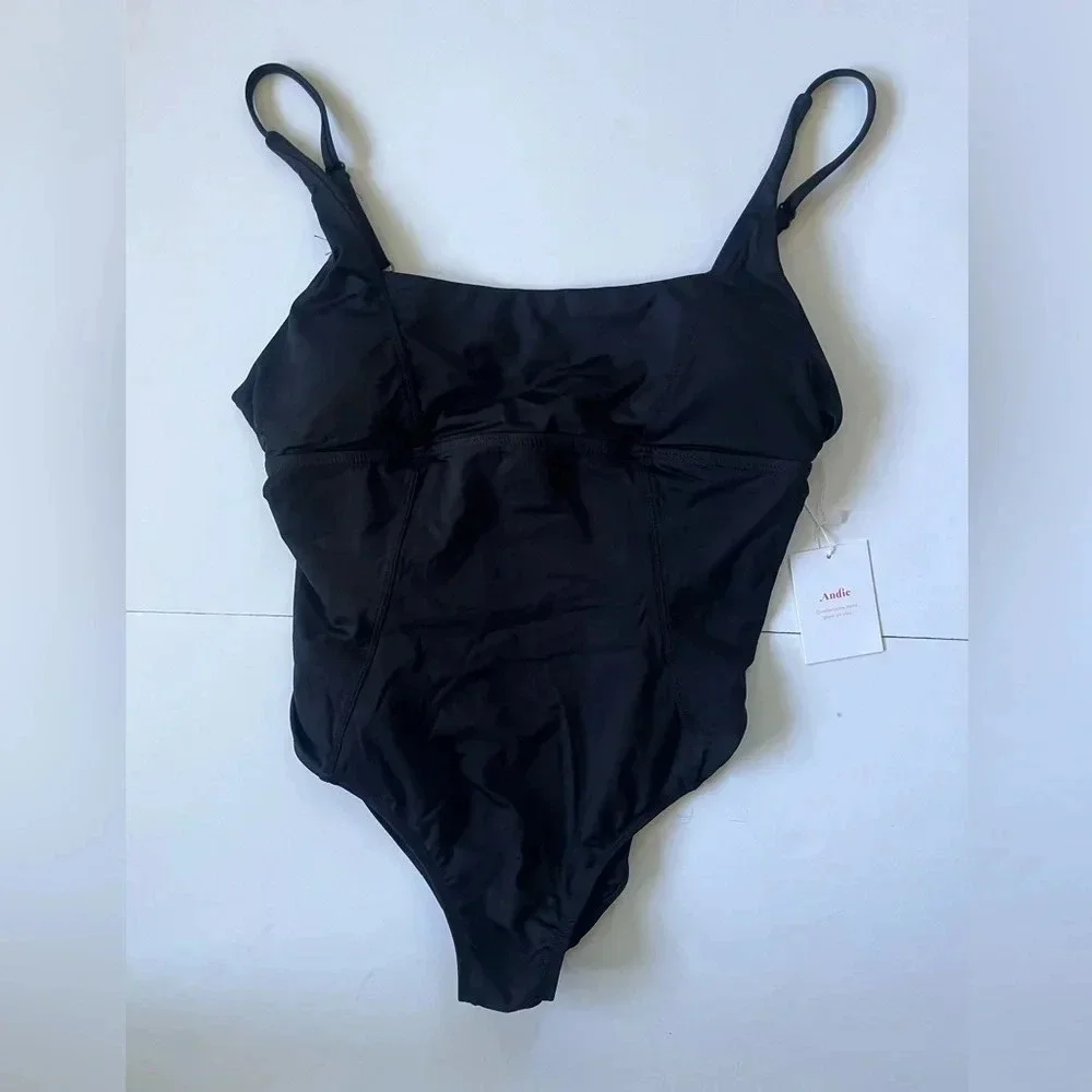 NWT Andie Black Havana One Piece Swimsuit Women Size M‎